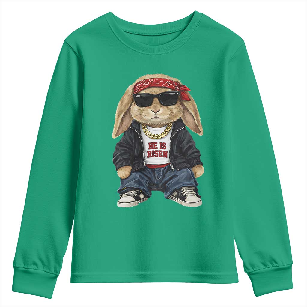 Hip Hop Easter Bunny He is Risen Jesus Religious Christian Youth Sweatshirt
