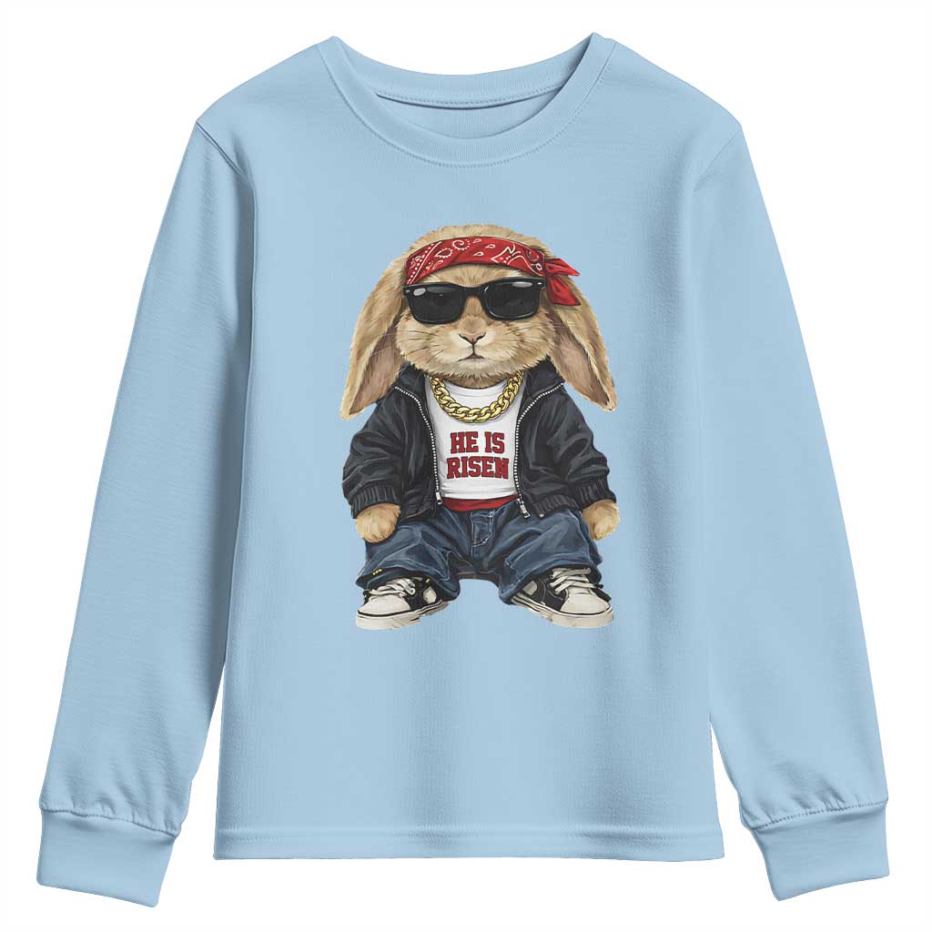 Hip Hop Easter Bunny He is Risen Jesus Religious Christian Youth Sweatshirt