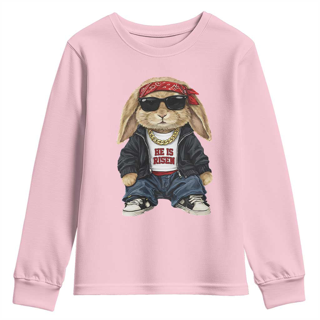 Hip Hop Easter Bunny He is Risen Jesus Religious Christian Youth Sweatshirt