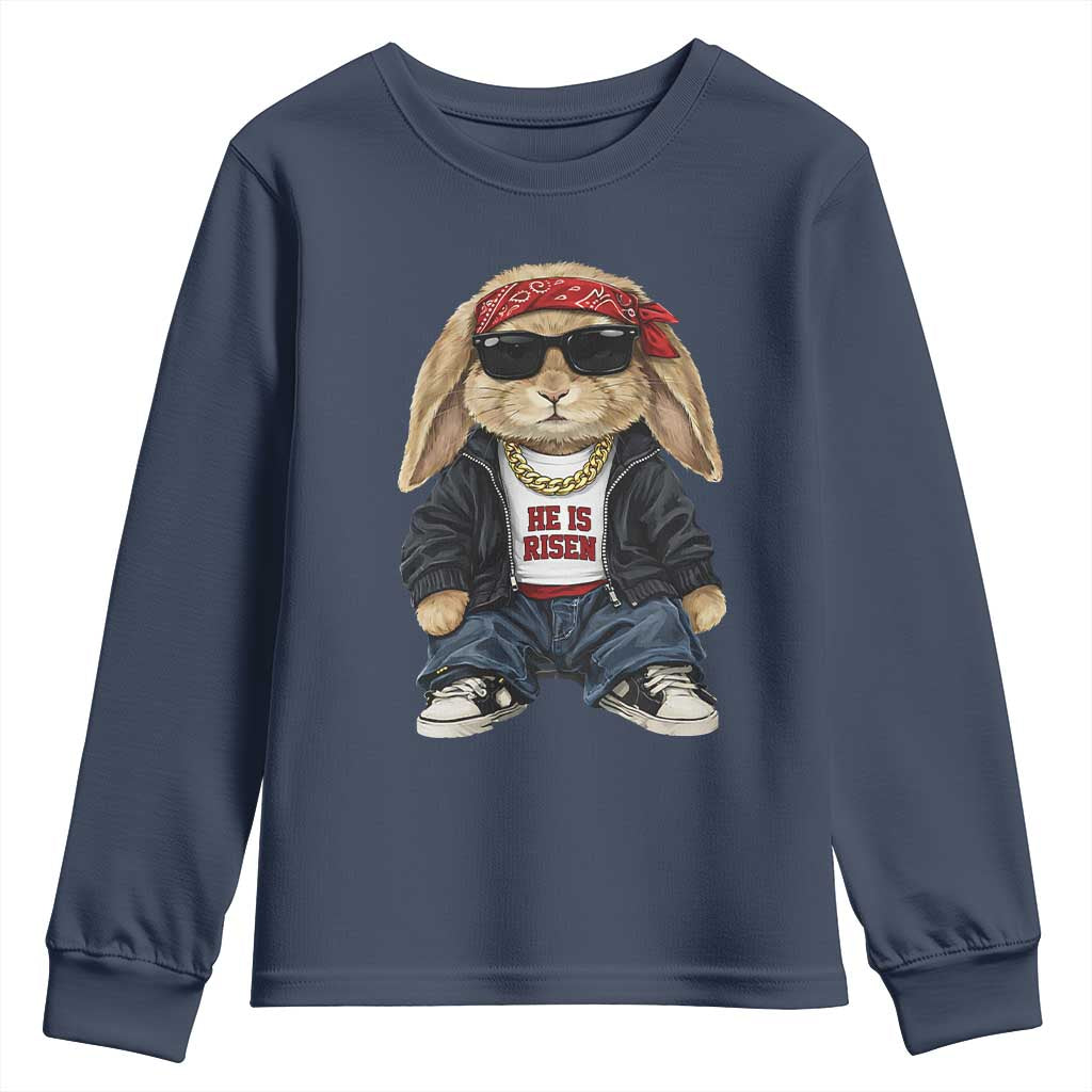Hip Hop Easter Bunny He is Risen Jesus Religious Christian Youth Sweatshirt