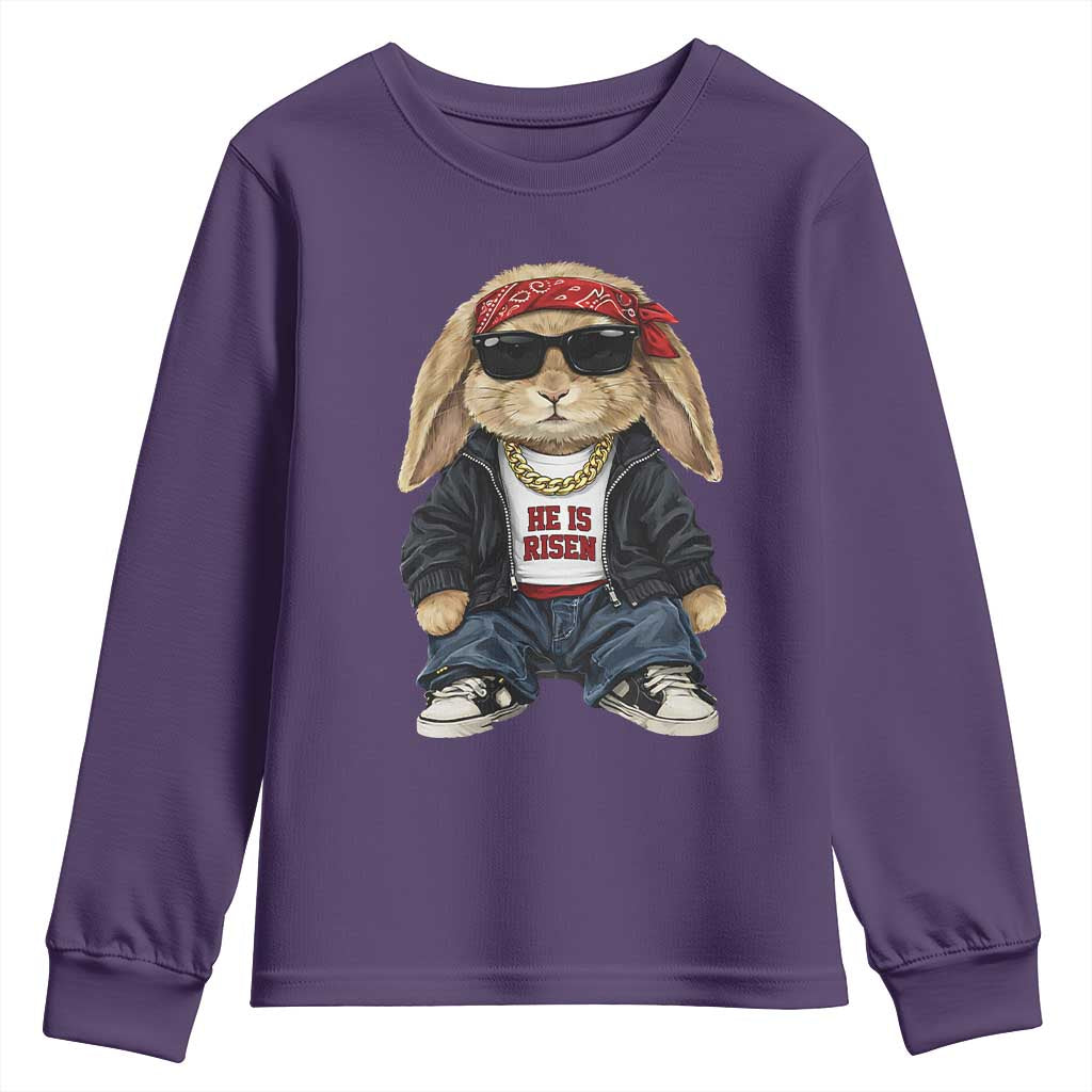 Hip Hop Easter Bunny He is Risen Jesus Religious Christian Youth Sweatshirt