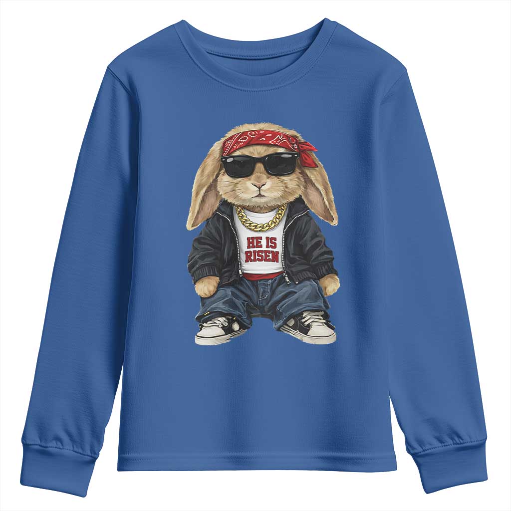 Hip Hop Easter Bunny He is Risen Jesus Religious Christian Youth Sweatshirt