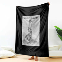 Jesus and St Mary Magdalene At The Cross Throw Blanket Vintage Catholic Lent
