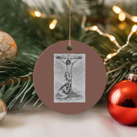 Jesus and St Mary Magdalene At The Cross Ceramic Ornament Vintage Catholic Lent