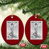 Jesus and St Mary Magdalene At The Cross Ceramic Ornament Vintage Catholic Lent
