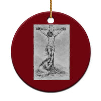 Jesus and St Mary Magdalene At The Cross Ceramic Ornament Vintage Catholic Lent