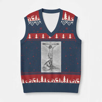 Jesus and St Mary Magdalene At The Cross V-Neck Knit Sweater Vest Vintage Catholic Lent