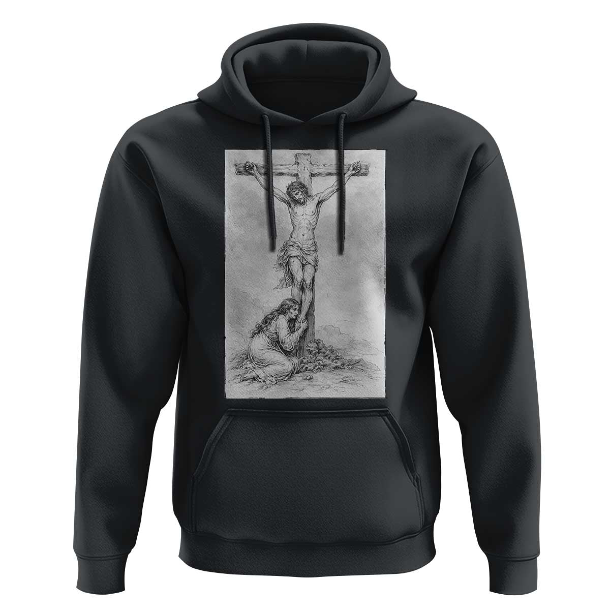 Jesus and St Mary Magdalene At The Cross Hoodie Vintage Catholic Lent