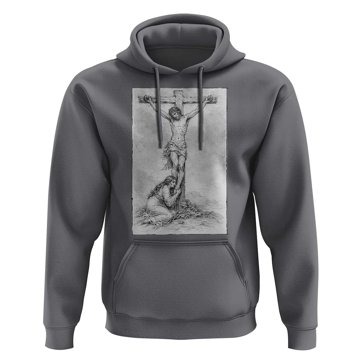 Jesus and St Mary Magdalene At The Cross Hoodie Vintage Catholic Lent