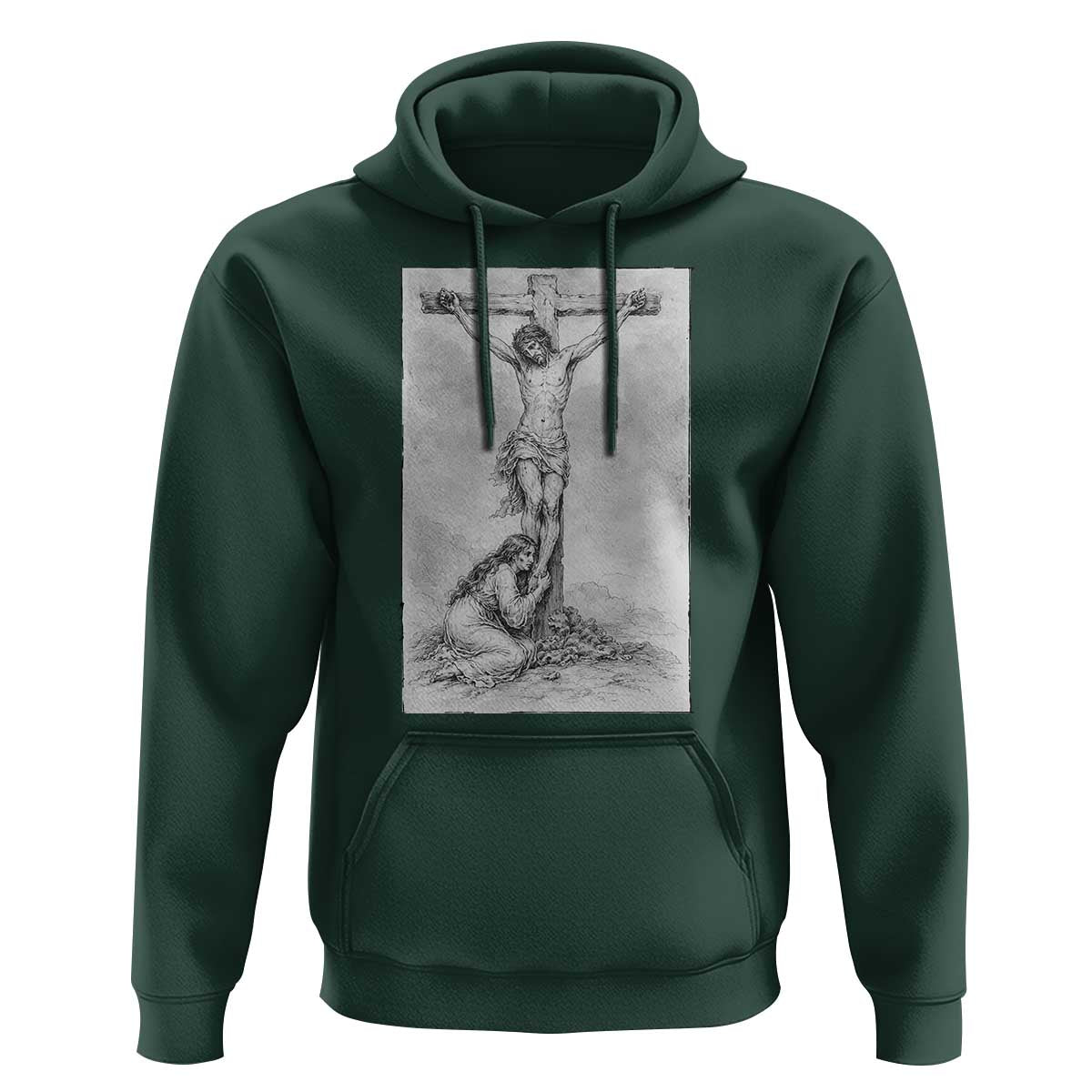 Jesus and St Mary Magdalene At The Cross Hoodie Vintage Catholic Lent