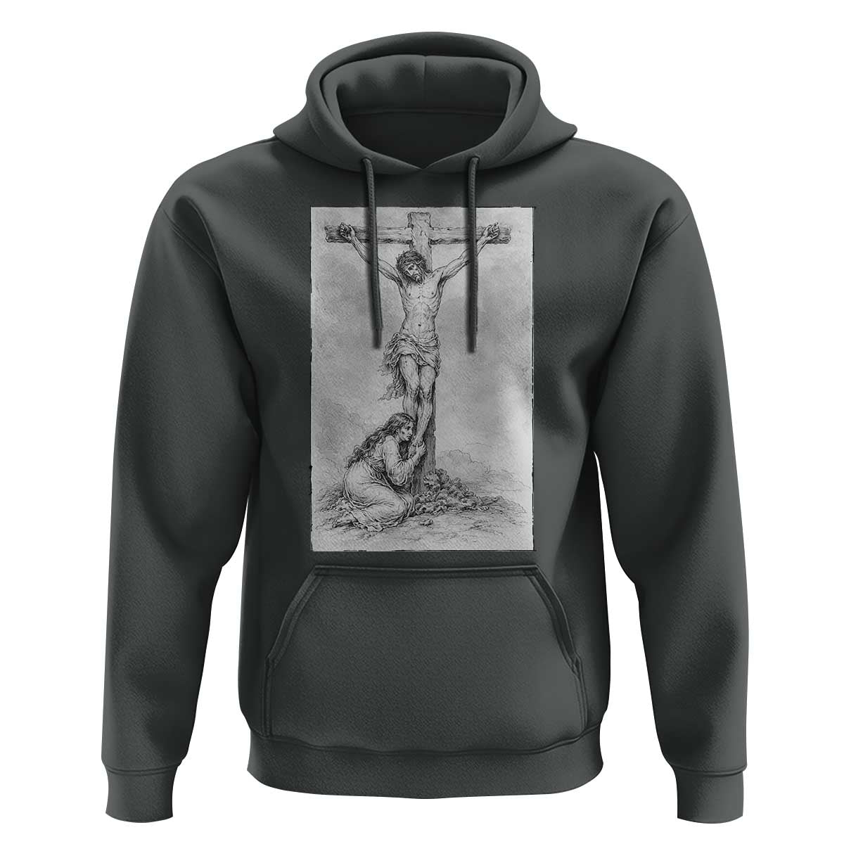 Jesus and St Mary Magdalene At The Cross Hoodie Vintage Catholic Lent