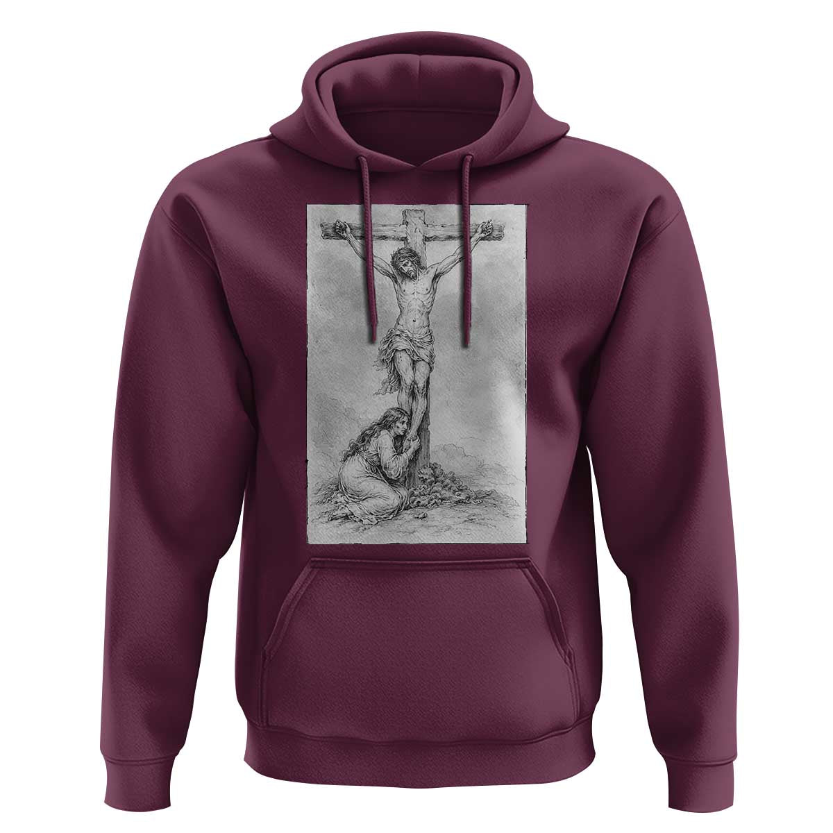 Jesus and St Mary Magdalene At The Cross Hoodie Vintage Catholic Lent