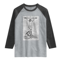 Jesus and St Mary Magdalene At The Cross Raglan Shirt Vintage Catholic Lent