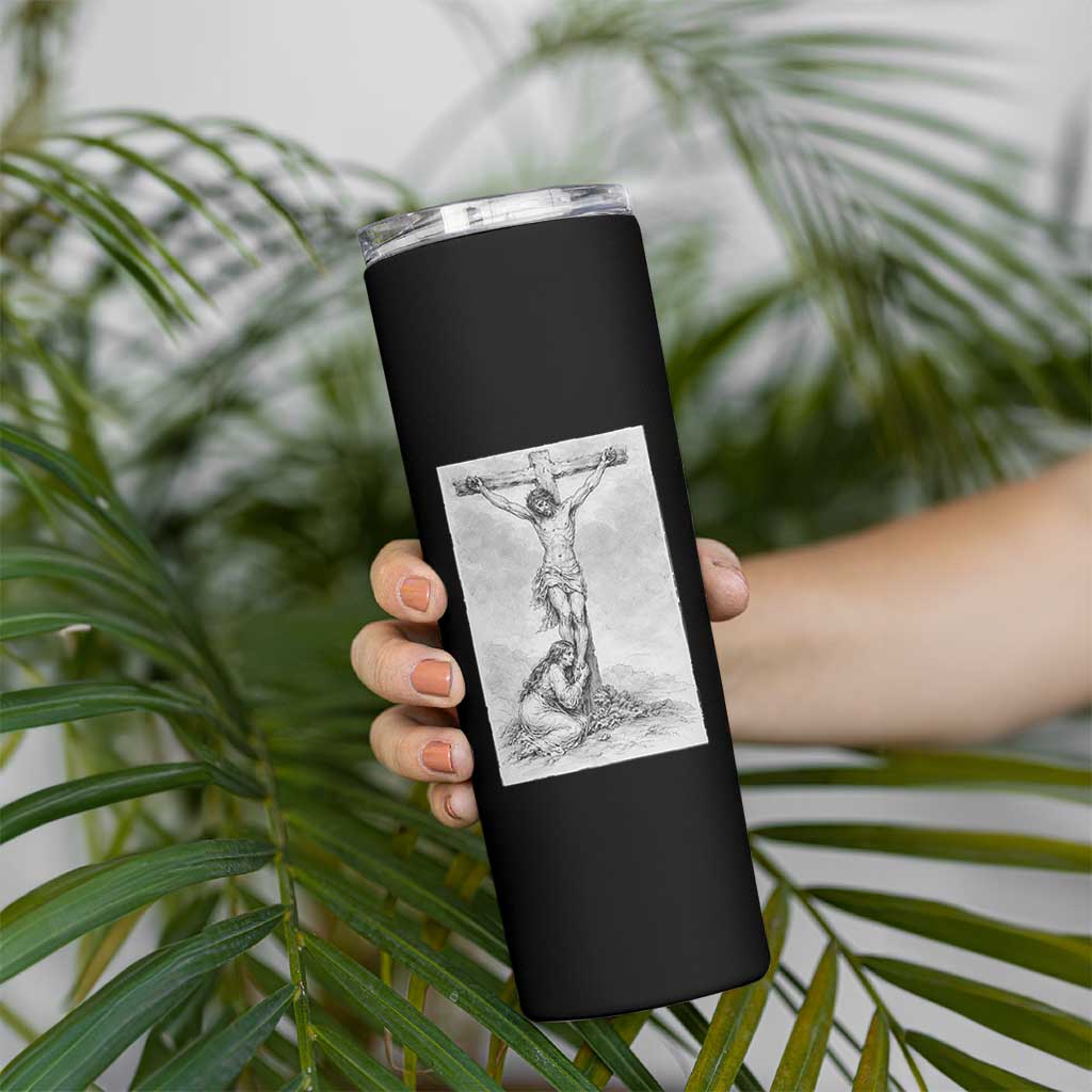 Jesus and St Mary Magdalene At The Cross Skinny Tumbler Vintage Catholic Lent
