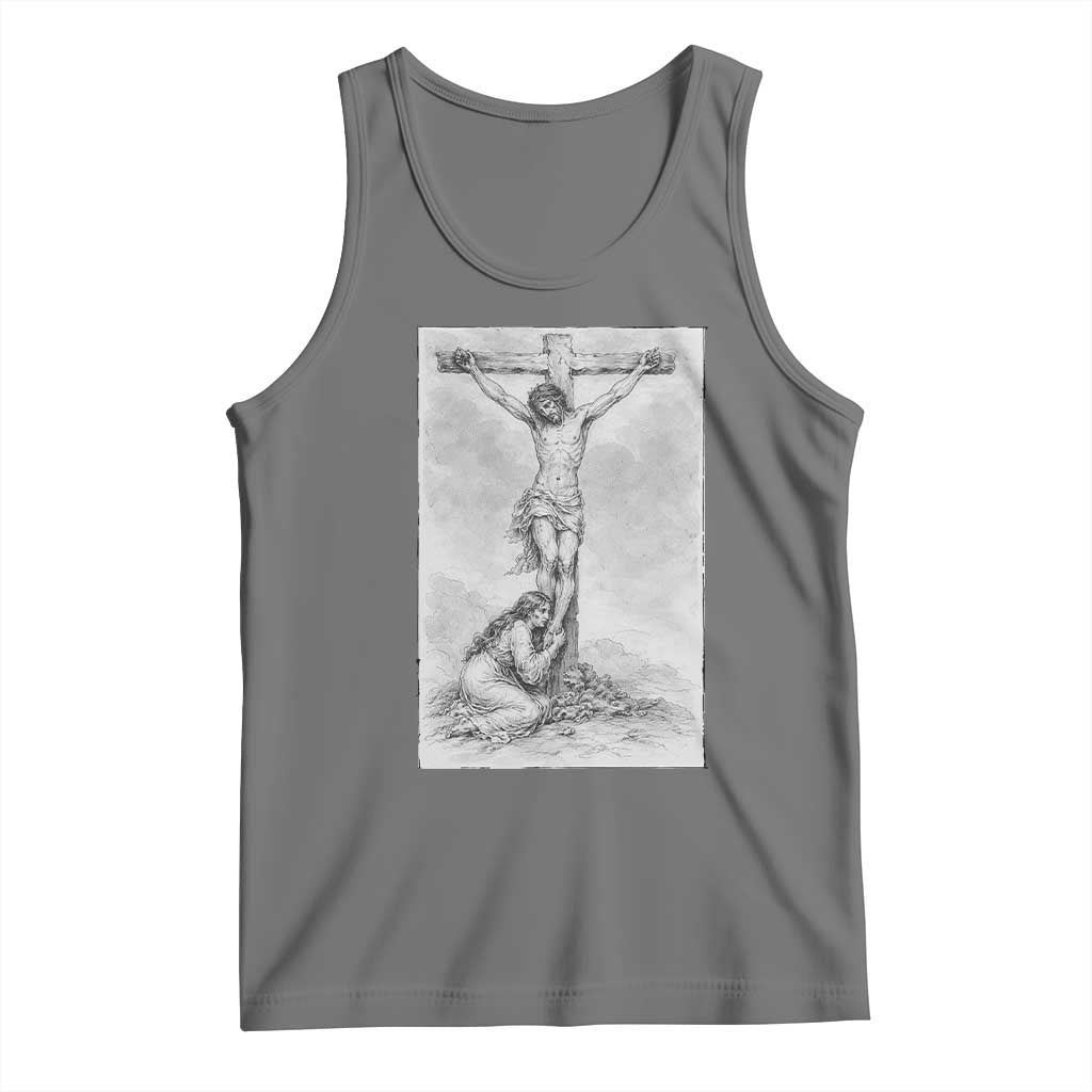 Jesus and St Mary Magdalene At The Cross Tank Top Vintage Catholic Lent