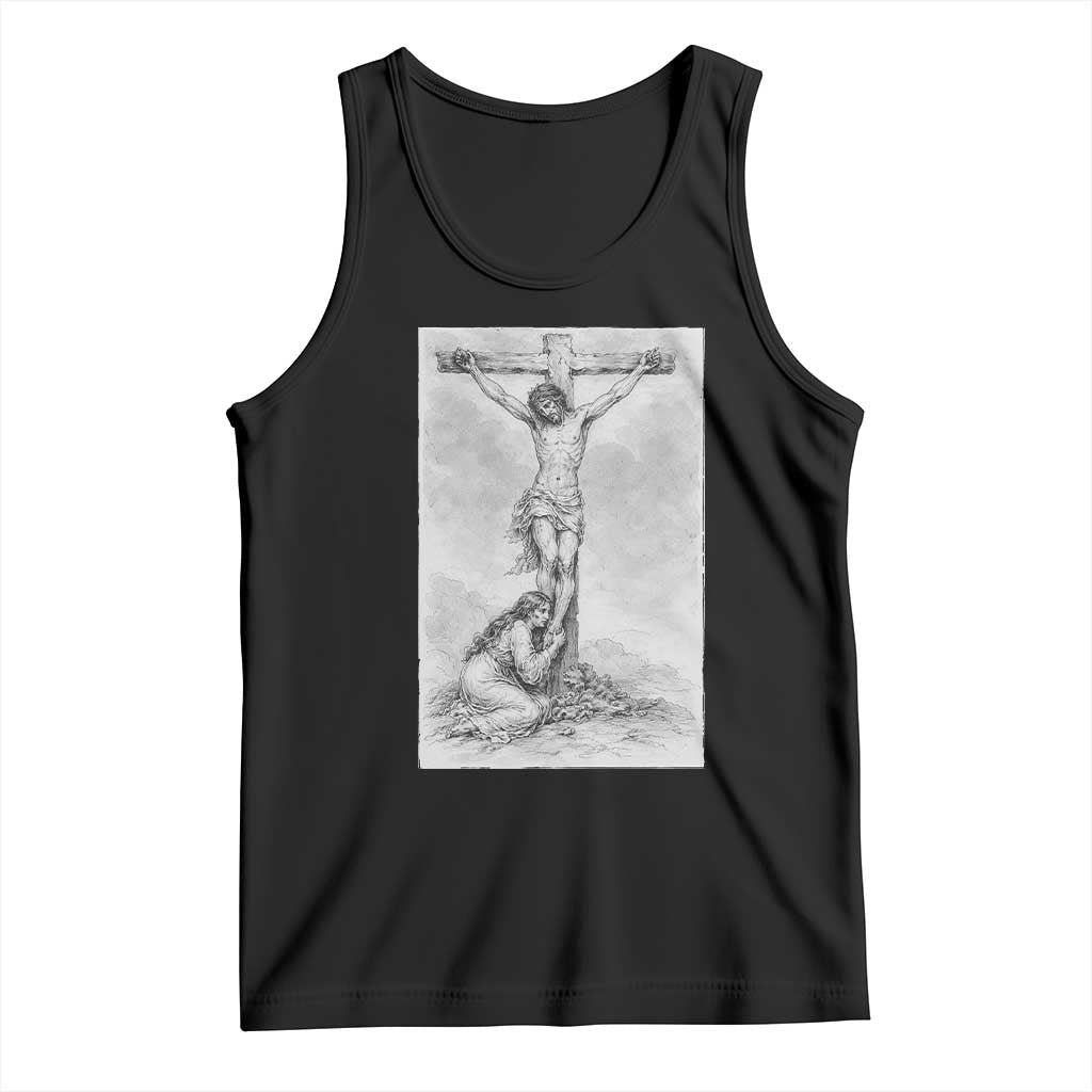 Jesus and St Mary Magdalene At The Cross Tank Top Vintage Catholic Lent