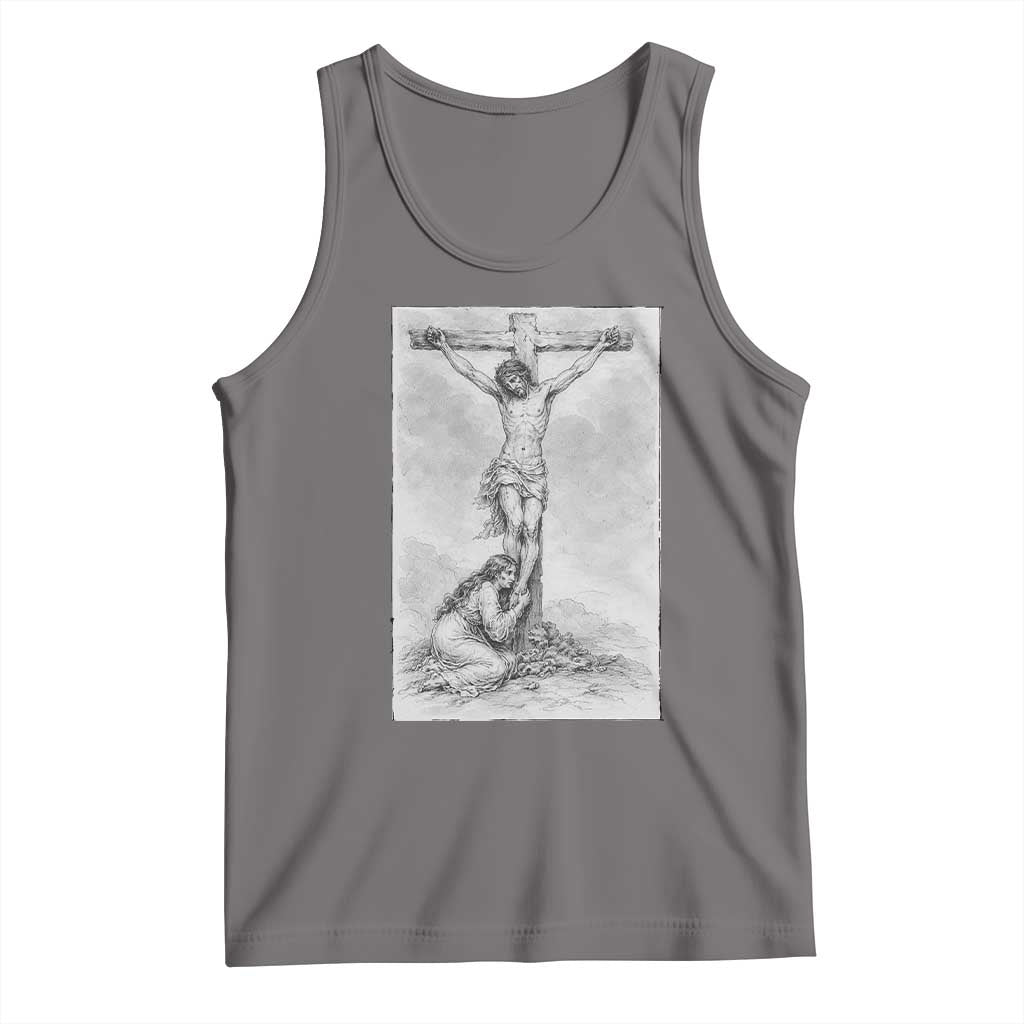 Jesus and St Mary Magdalene At The Cross Tank Top Vintage Catholic Lent