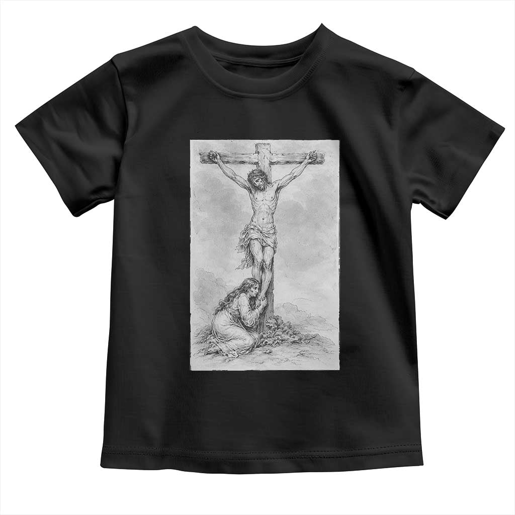 Jesus and St Mary Magdalene At The Cross Toddler T Shirt Vintage Catholic Lent