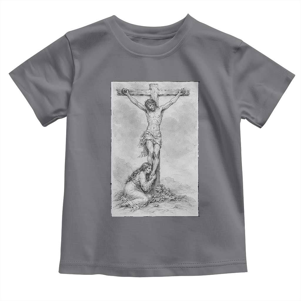 Jesus and St Mary Magdalene At The Cross Toddler T Shirt Vintage Catholic Lent