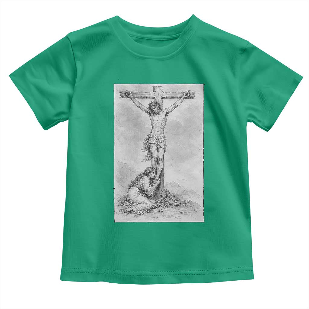 Jesus and St Mary Magdalene At The Cross Toddler T Shirt Vintage Catholic Lent