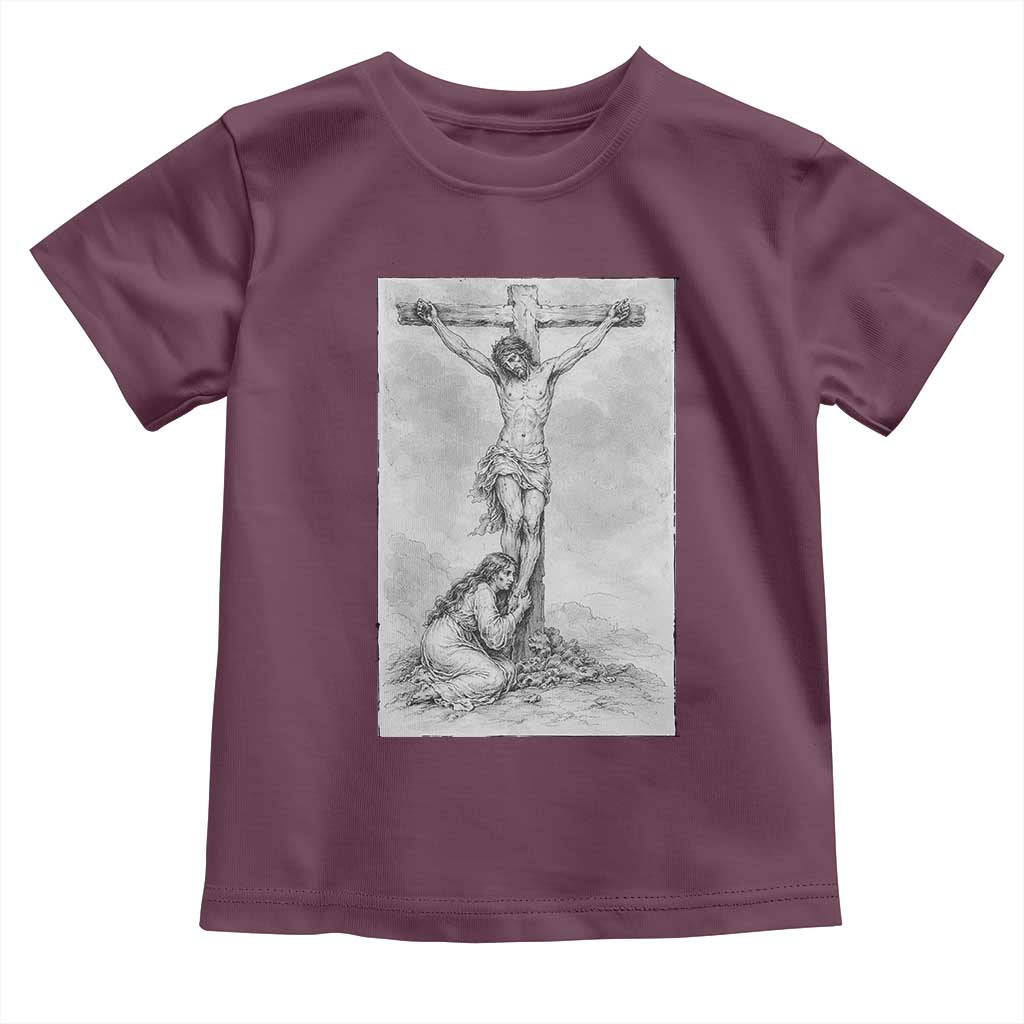 Jesus and St Mary Magdalene At The Cross Toddler T Shirt Vintage Catholic Lent