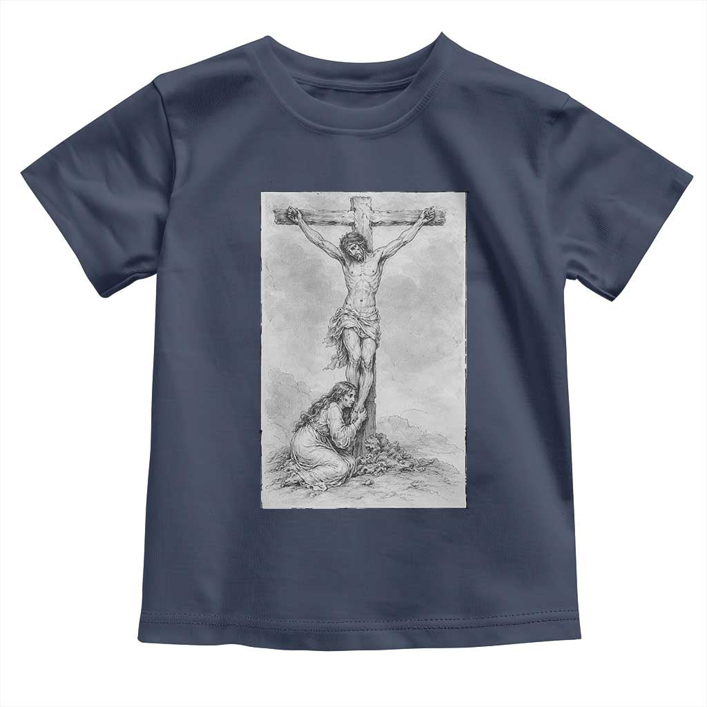 Jesus and St Mary Magdalene At The Cross Toddler T Shirt Vintage Catholic Lent