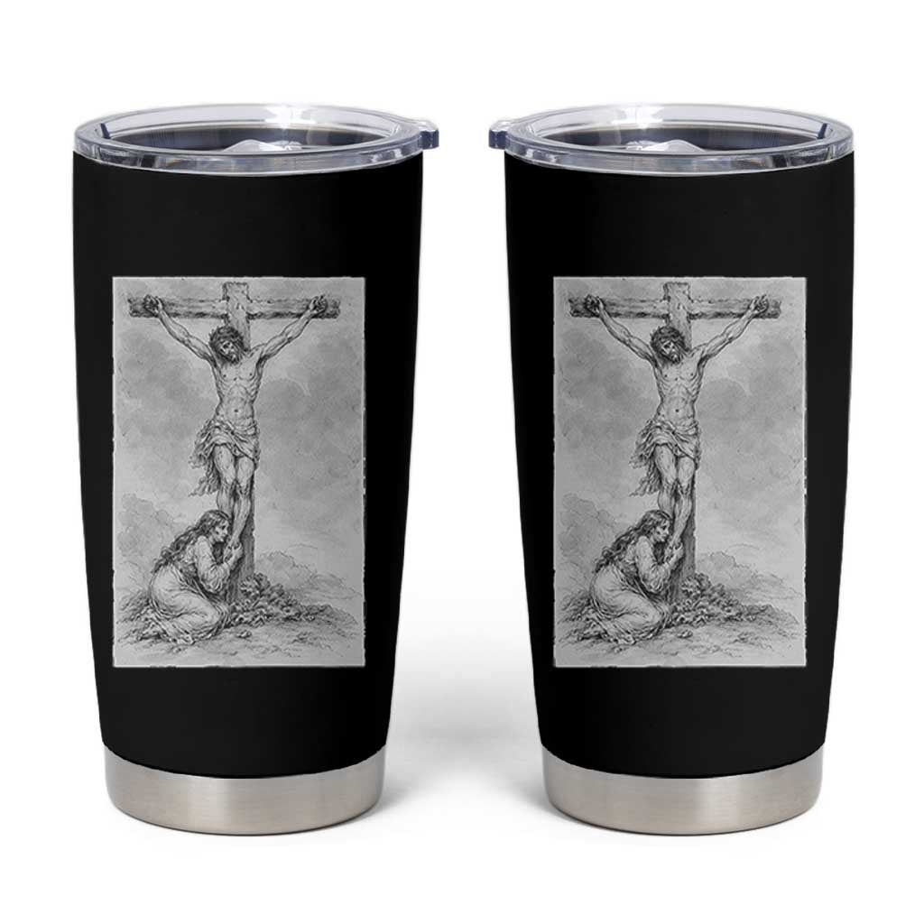 Jesus and St Mary Magdalene At The Cross Tumbler Cup Vintage Catholic Lent