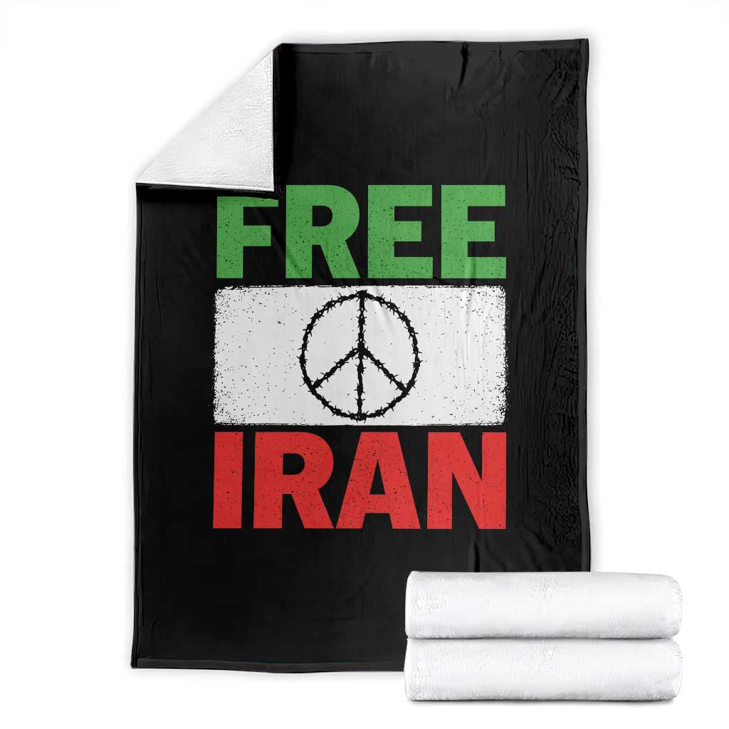 Free Iran Throw Blanket Stop War Barbed Wire Peace Sign