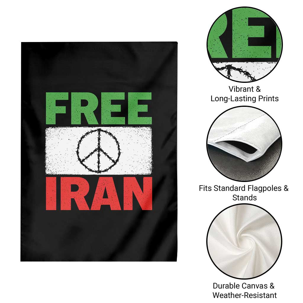 Free Iran Garden Flag Stop War Barbed Wire Peace Sign