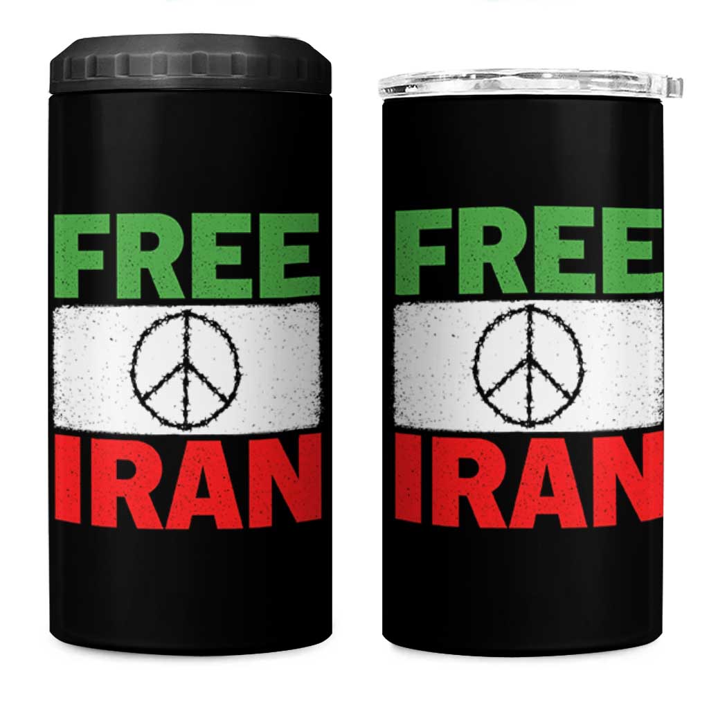 Free Iran 4 in 1 Can Cooler Tumbler Stop War Barbed Wire Peace Sign