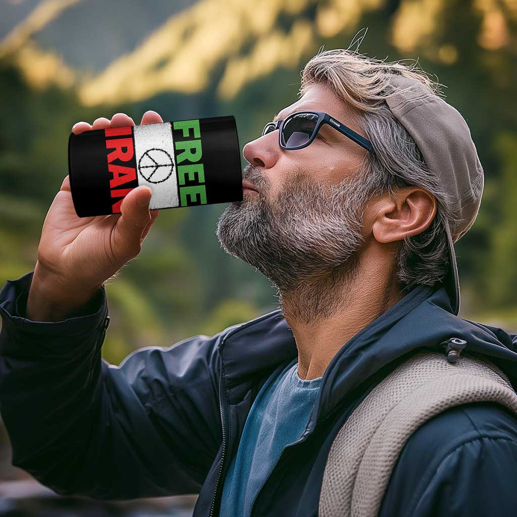 Free Iran 4 in 1 Can Cooler Tumbler Stop War Barbed Wire Peace Sign