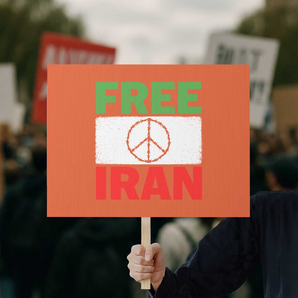 Free Iran Protest Sign Stop War Barbed Wire Peace Sign