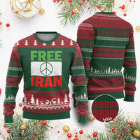 Free Iran Ugly Christmas Sweater Stop War Barbed Wire Peace Sign