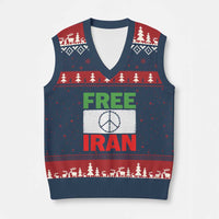 Free Iran V-Neck Knit Sweater Vest Stop War Barbed Wire Peace Sign