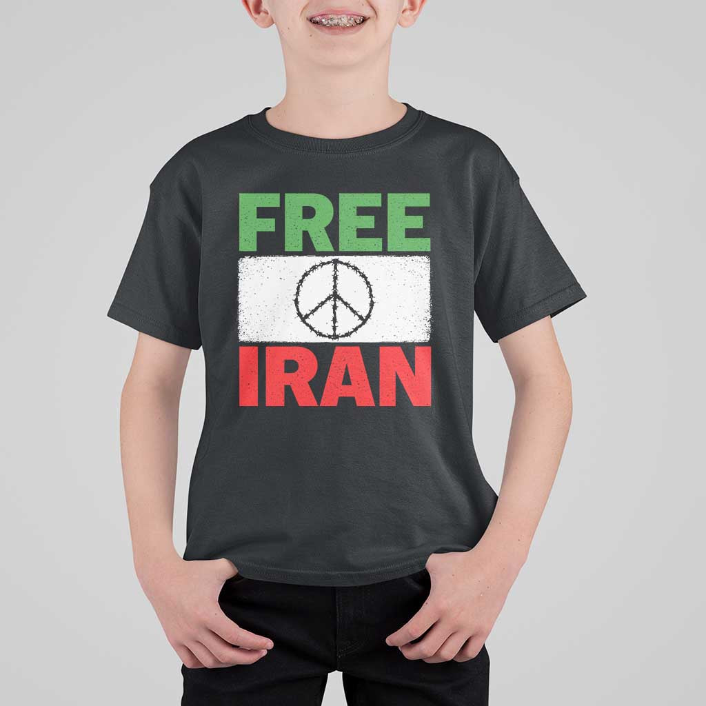 Free Iran T Shirt For Kid Stop War Barbed Wire Peace Sign