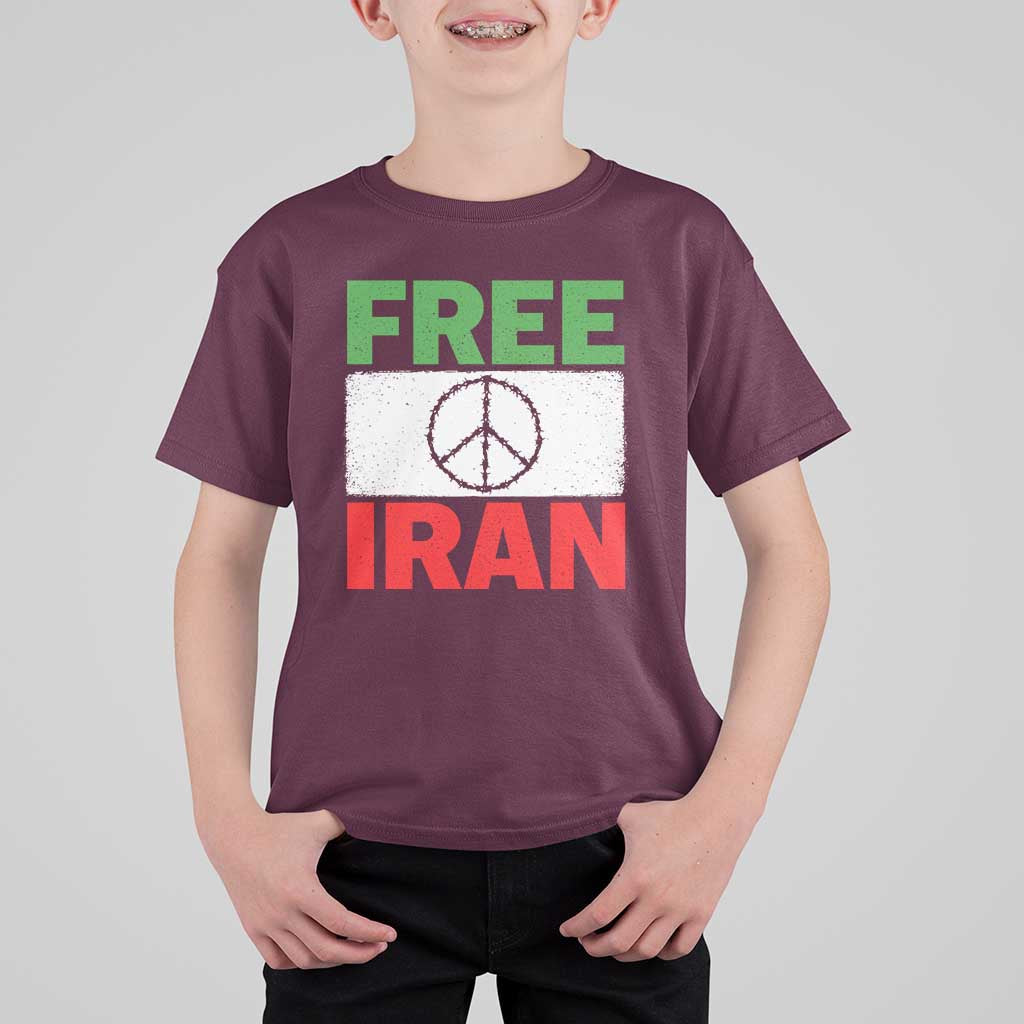 Free Iran T Shirt For Kid Stop War Barbed Wire Peace Sign