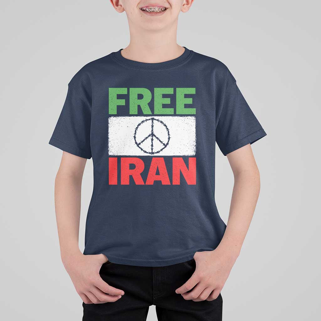 Free Iran T Shirt For Kid Stop War Barbed Wire Peace Sign