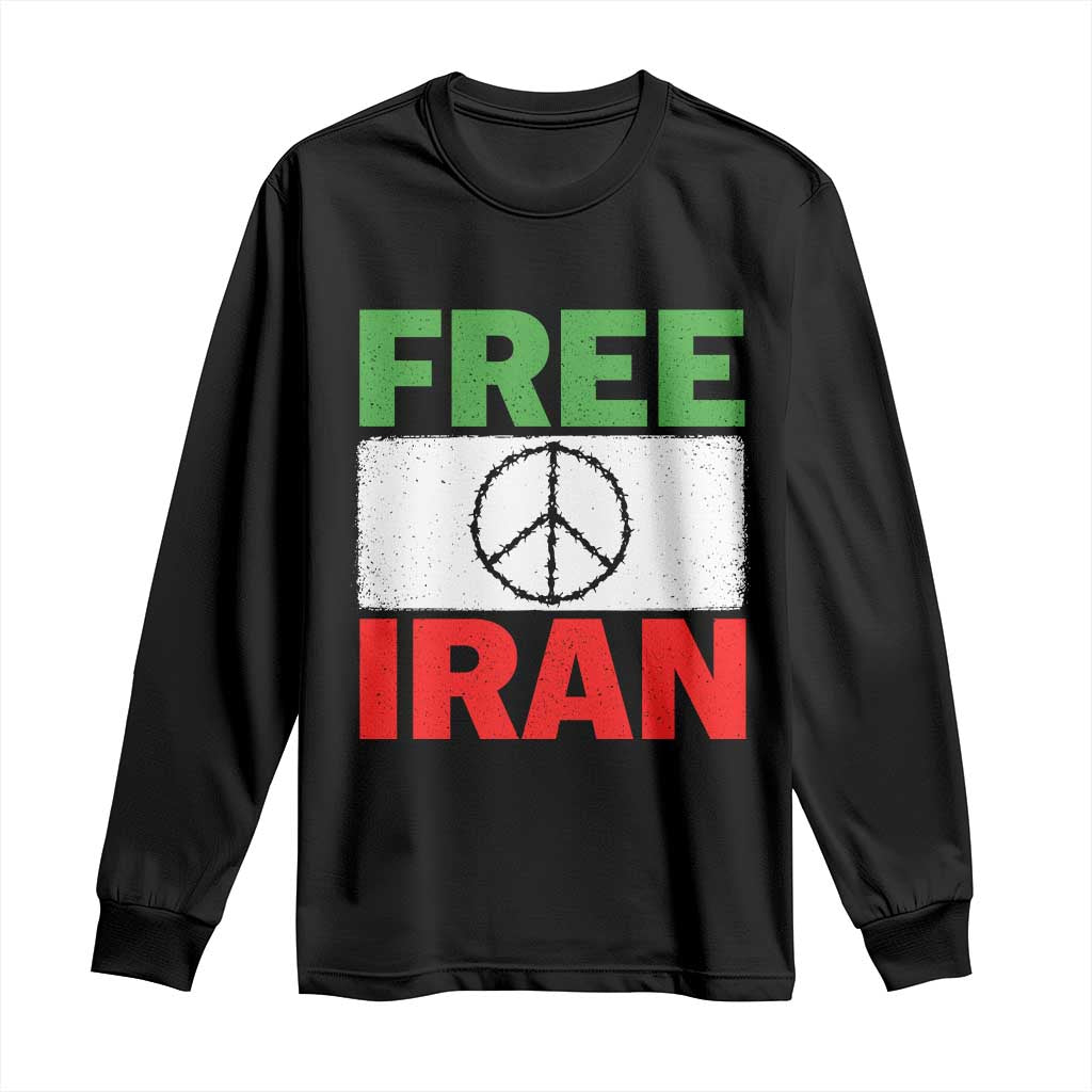 Free Iran Long Sleeve Shirt Stop War Barbed Wire Peace Sign