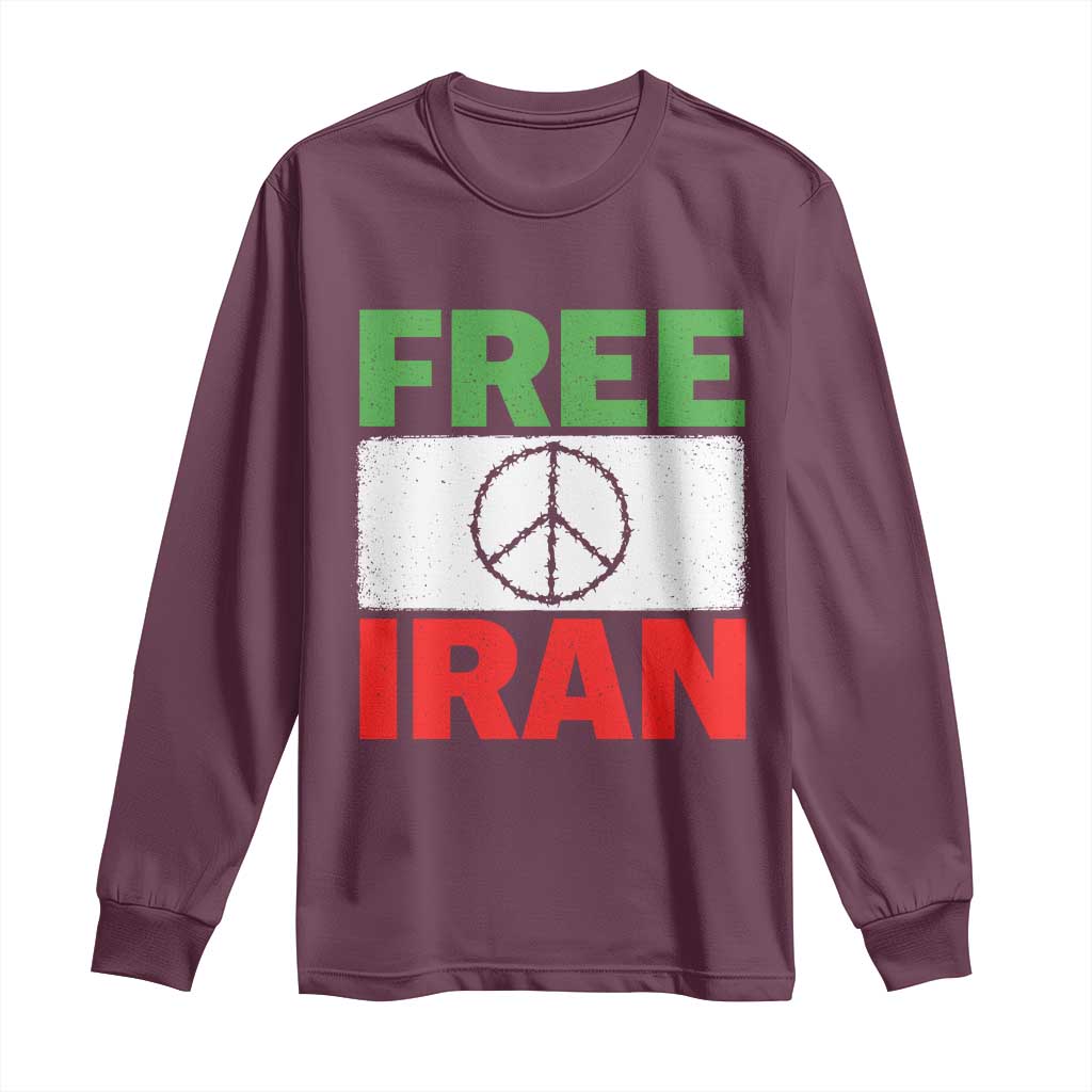 Free Iran Long Sleeve Shirt Stop War Barbed Wire Peace Sign