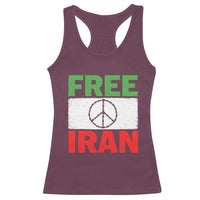 Free Iran Racerback Tank Top Stop War Barbed Wire Peace Sign