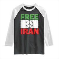 Free Iran Raglan Shirt Stop War Barbed Wire Peace Sign
