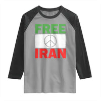 Free Iran Raglan Shirt Stop War Barbed Wire Peace Sign