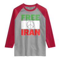 Free Iran Raglan Shirt Stop War Barbed Wire Peace Sign