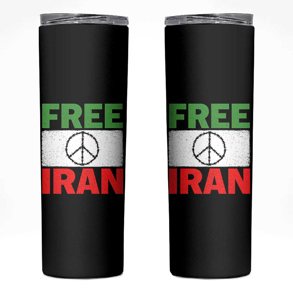 Free Iran Skinny Tumbler Stop War Barbed Wire Peace Sign