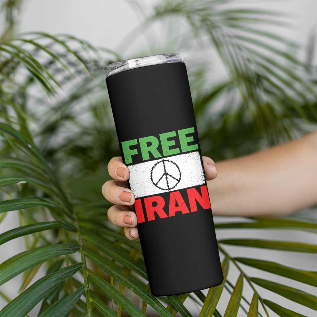 Free Iran Skinny Tumbler Stop War Barbed Wire Peace Sign