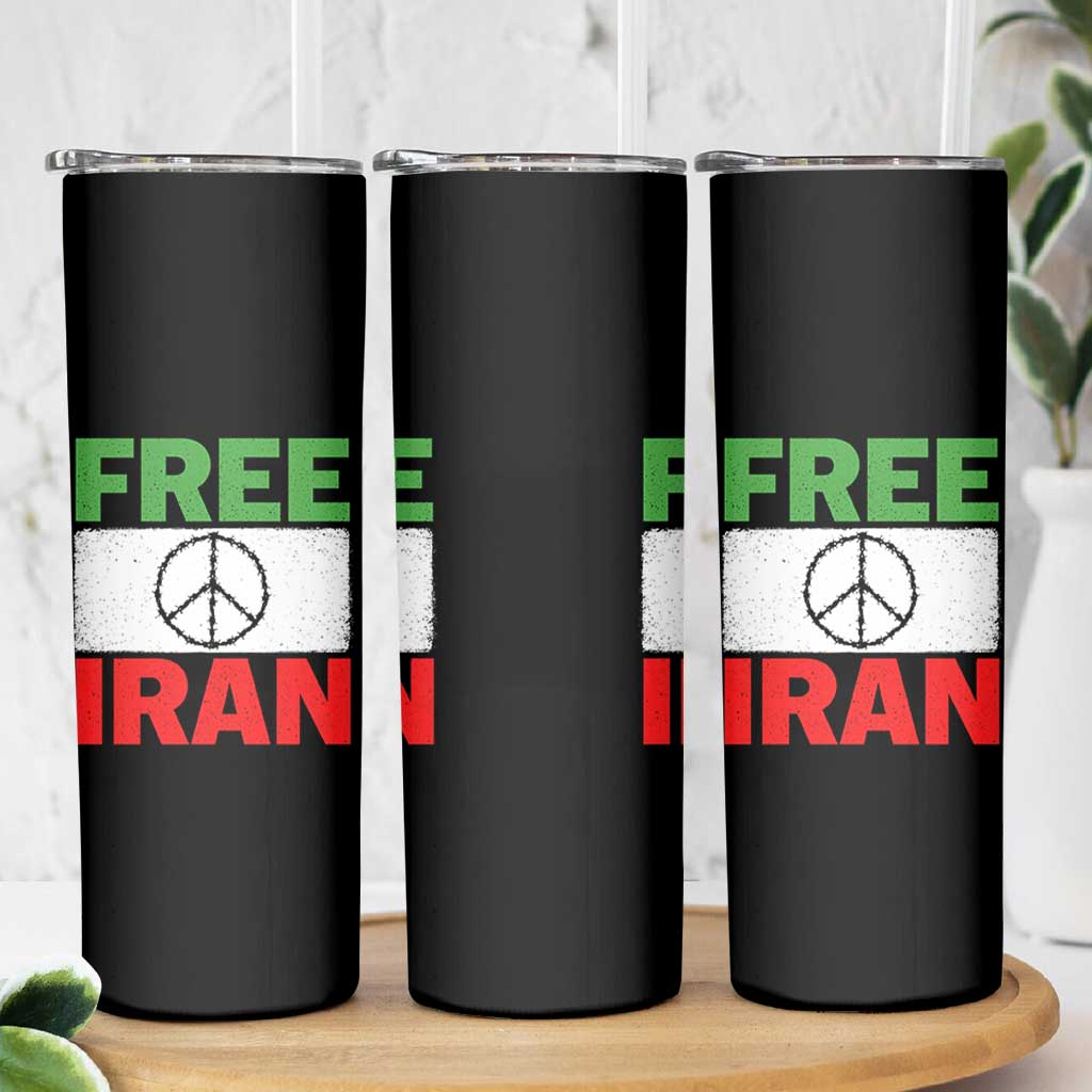 Free Iran Skinny Tumbler Stop War Barbed Wire Peace Sign