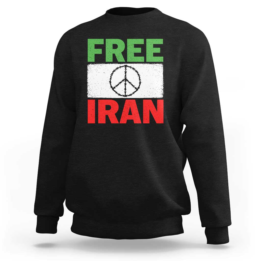 Free Iran Sweatshirt Stop War Barbed Wire Peace Sign
