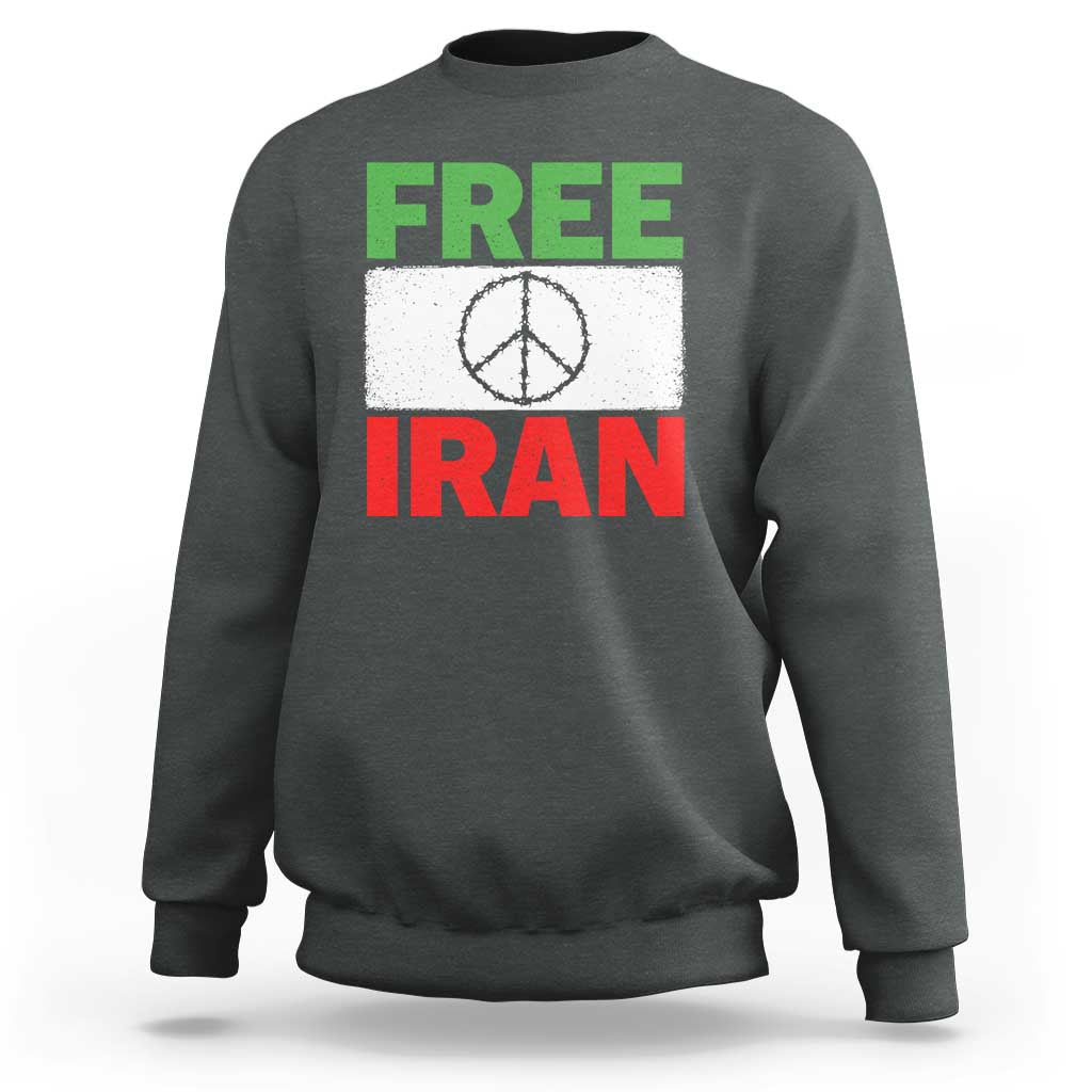 Free Iran Sweatshirt Stop War Barbed Wire Peace Sign