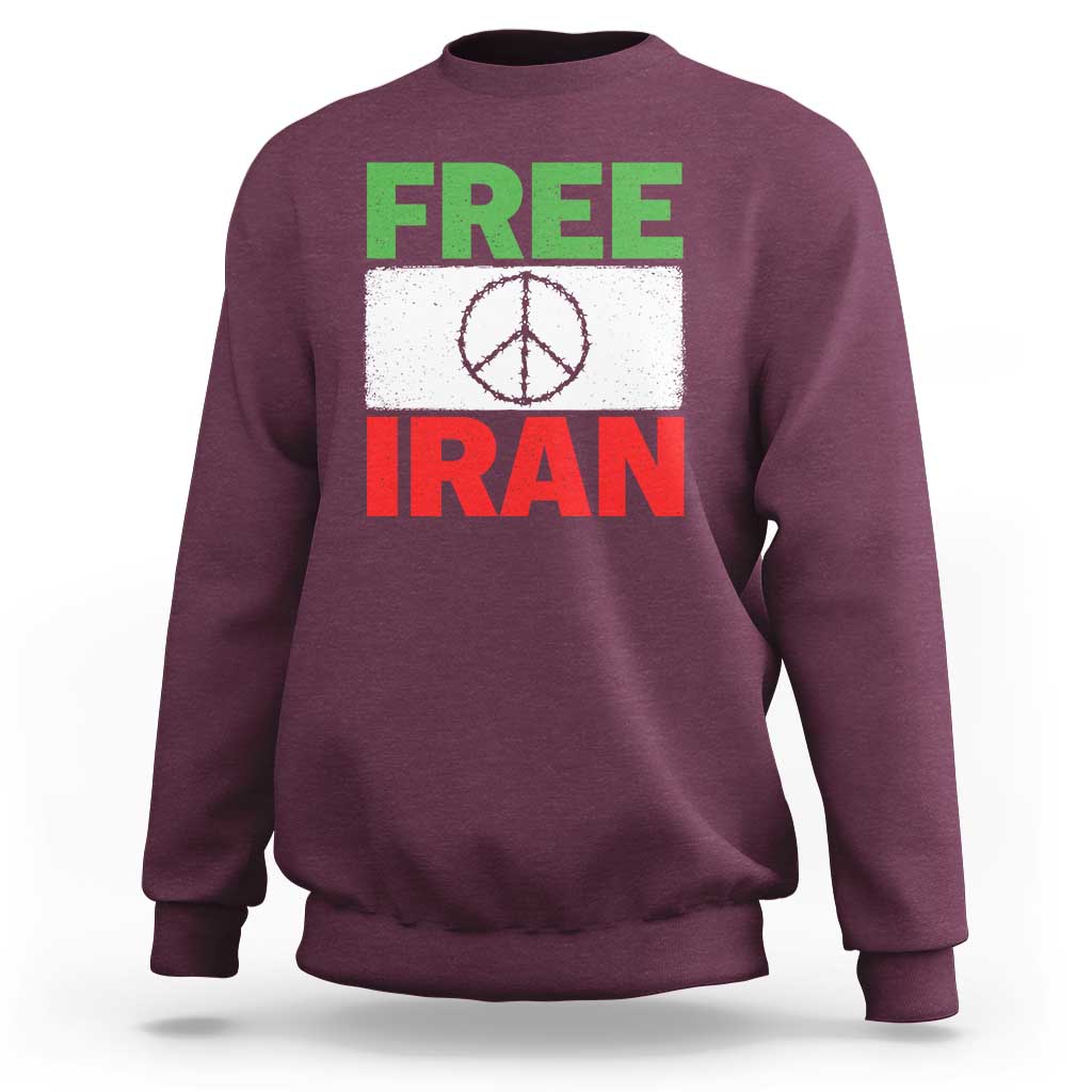 Free Iran Sweatshirt Stop War Barbed Wire Peace Sign