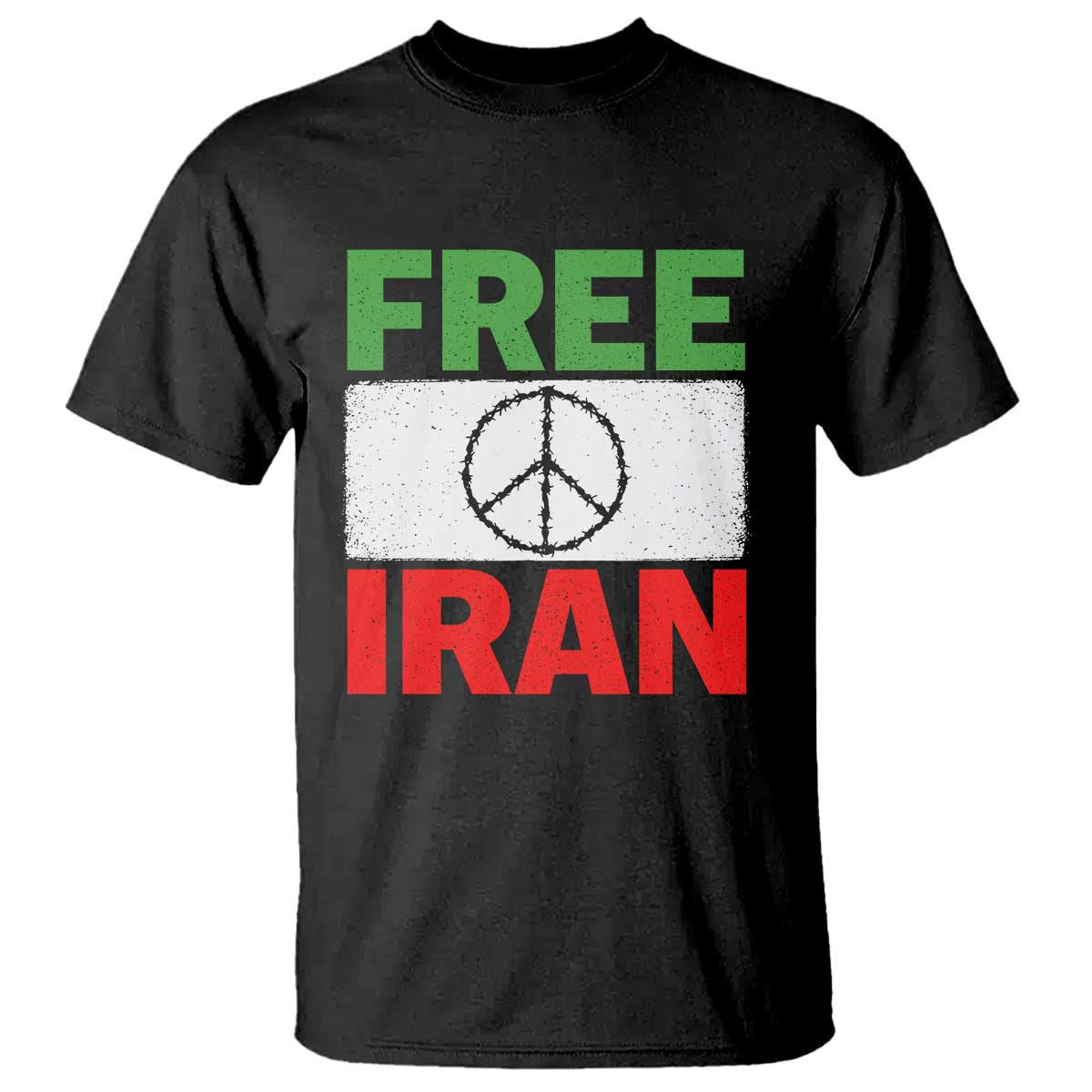 Free Iran T Shirt Stop War Barbed Wire Peace Sign